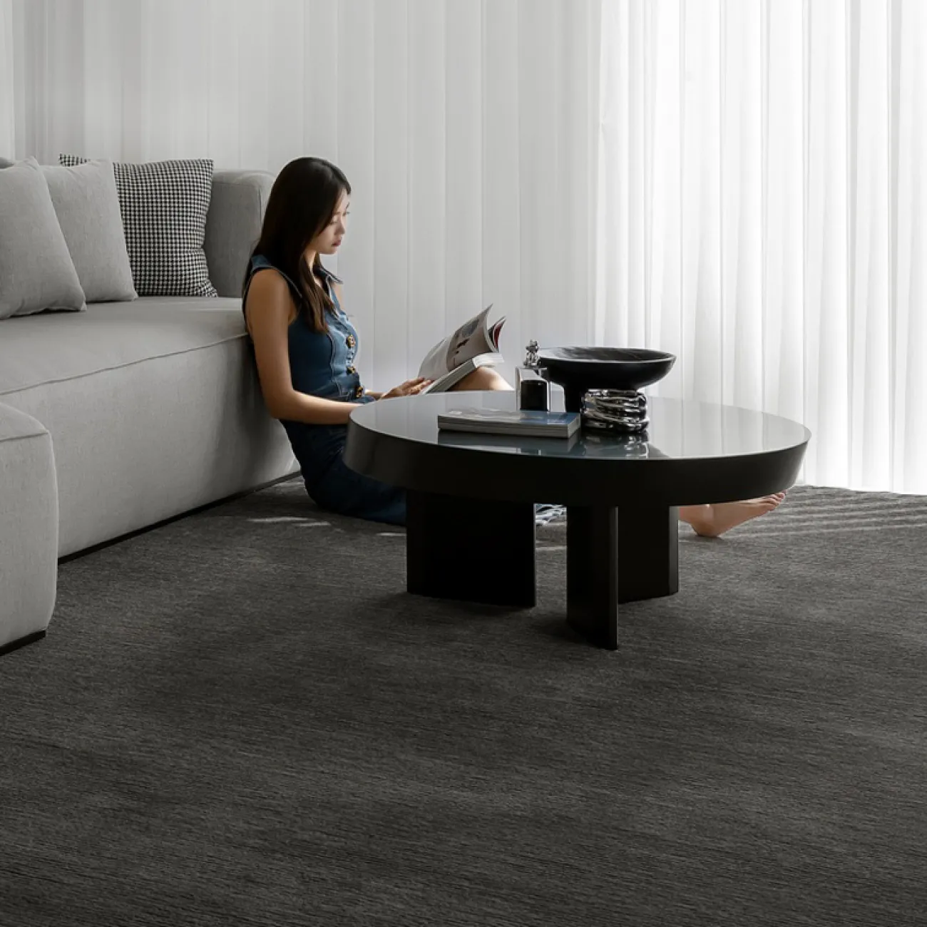 Однотонный ковёр ART Design ручной работы из шерсти или мононити KV39248-32