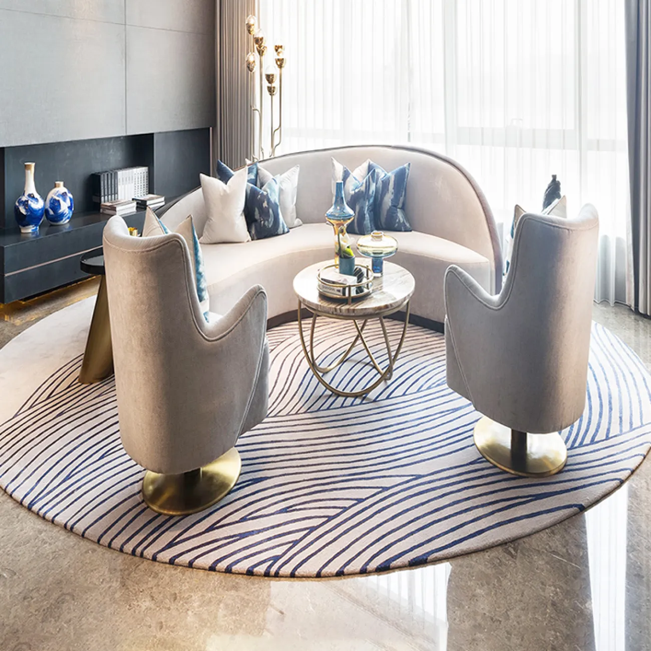 Круглый ковёр ART Design ручной работы из шерсти KV39251-32