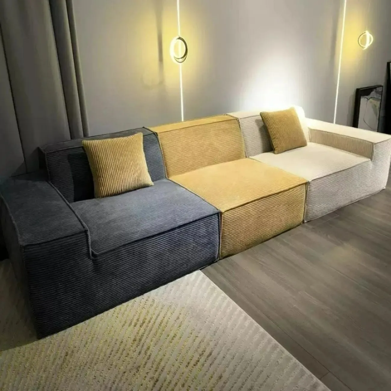 Модульный бескаркасный диван Simon Compress с чехлом из вельвета DV39459-32
