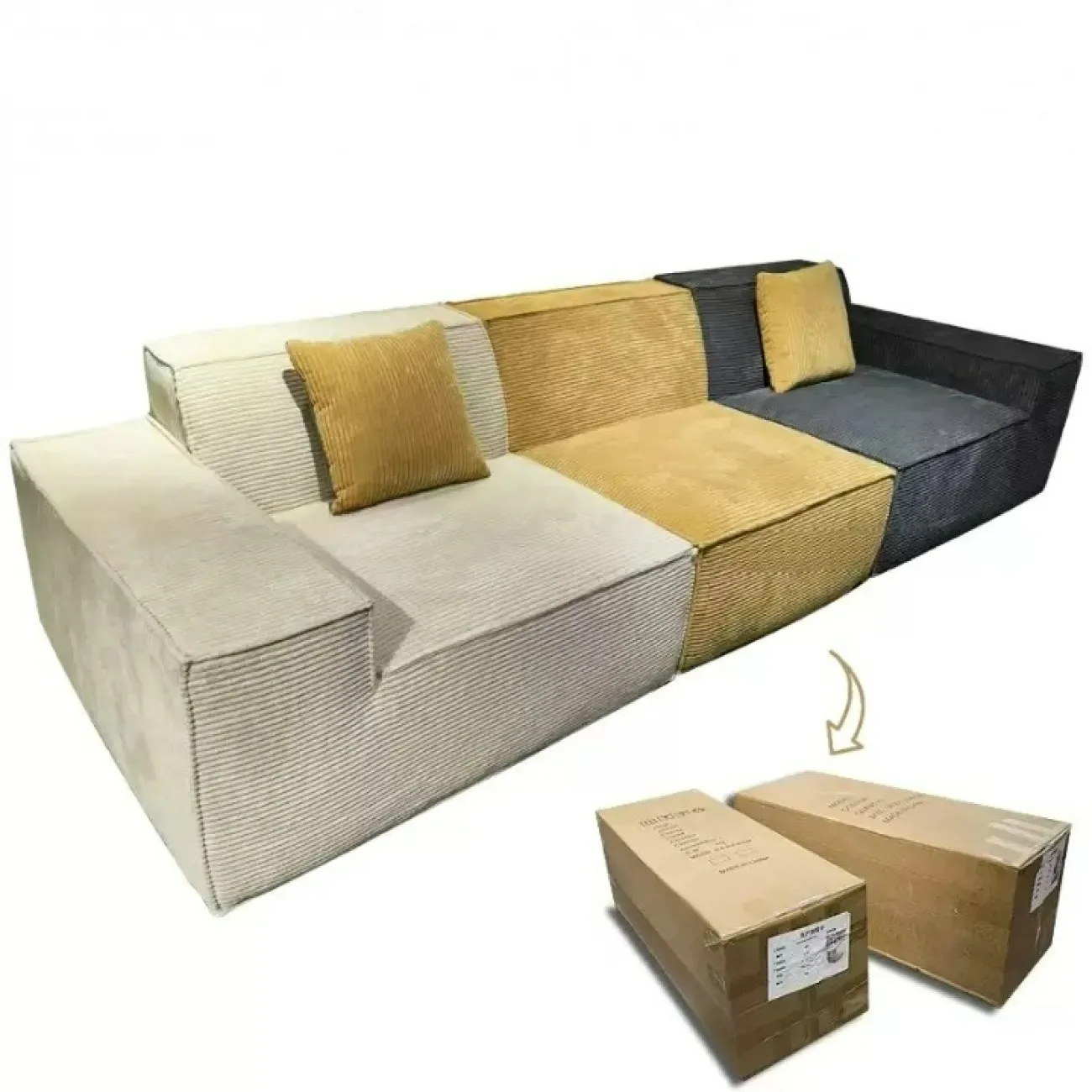 Модульный бескаркасный диван Simon Compress с чехлом из вельвета DV39459-32