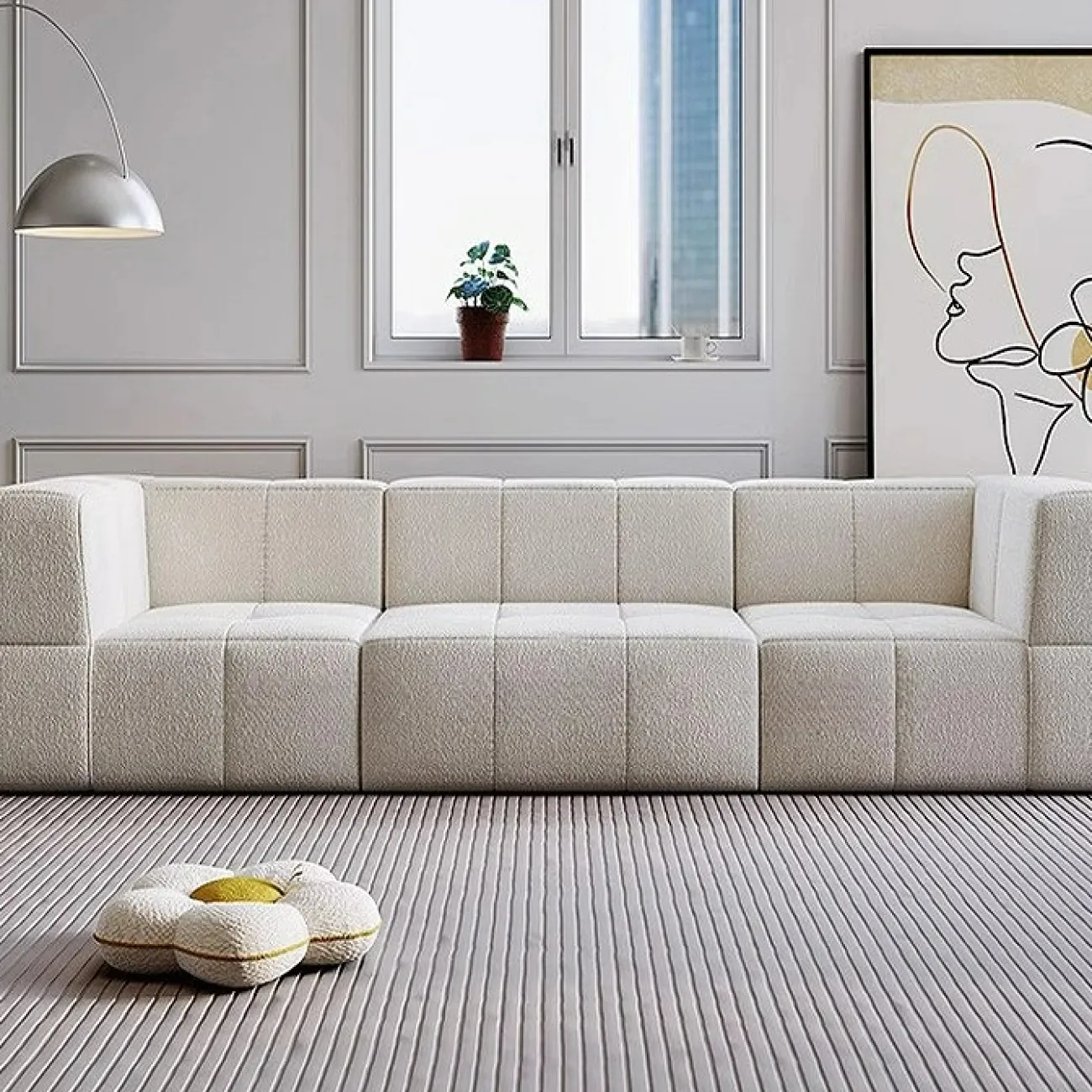 Модульный бескаркасный диван Simon Compress с чехлом из кашемира DV39459-32