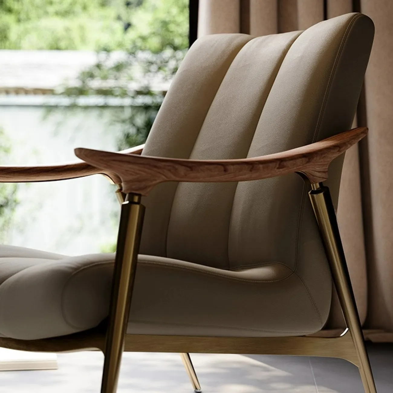 Роскошное кресло Wand из микрофибры или кожи KR39462-32 Роскошное кресло Wand из микрофибры или кожи KR39462-32