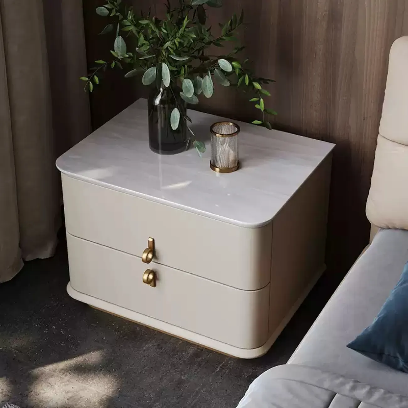Элегантная прикроватная тумба Wand с мраморной столешницей TB39463-32 Элегантная прикроватная тумба Wand с мраморной столешницей TB39463-32