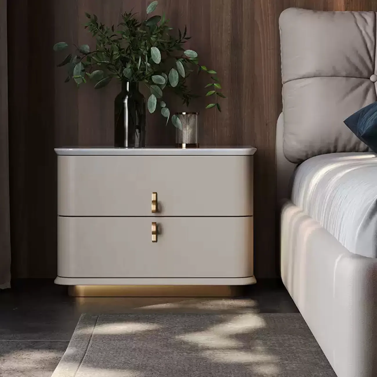 Элегантная прикроватная тумба Wand с мраморной столешницей TB39463-32 Элегантная прикроватная тумба Wand с мраморной столешницей TB39463-32