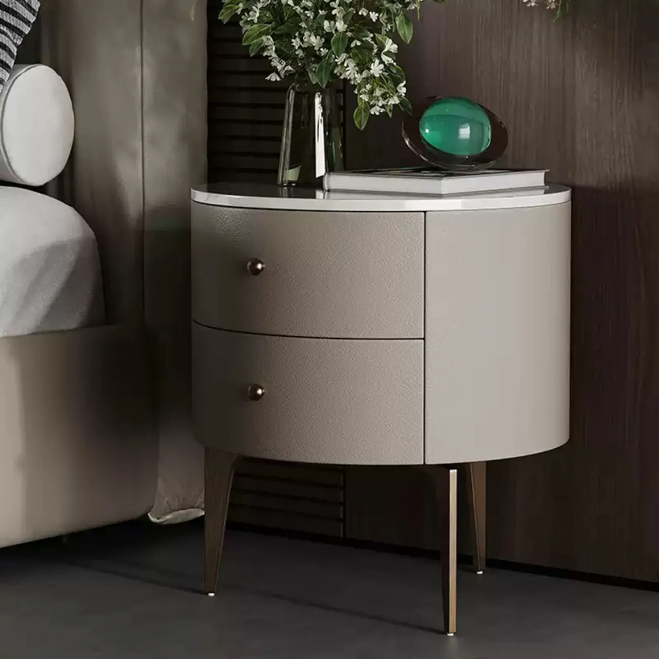 Элегантная прикроватная тумба Wand с мраморной столешницей TB39464-32