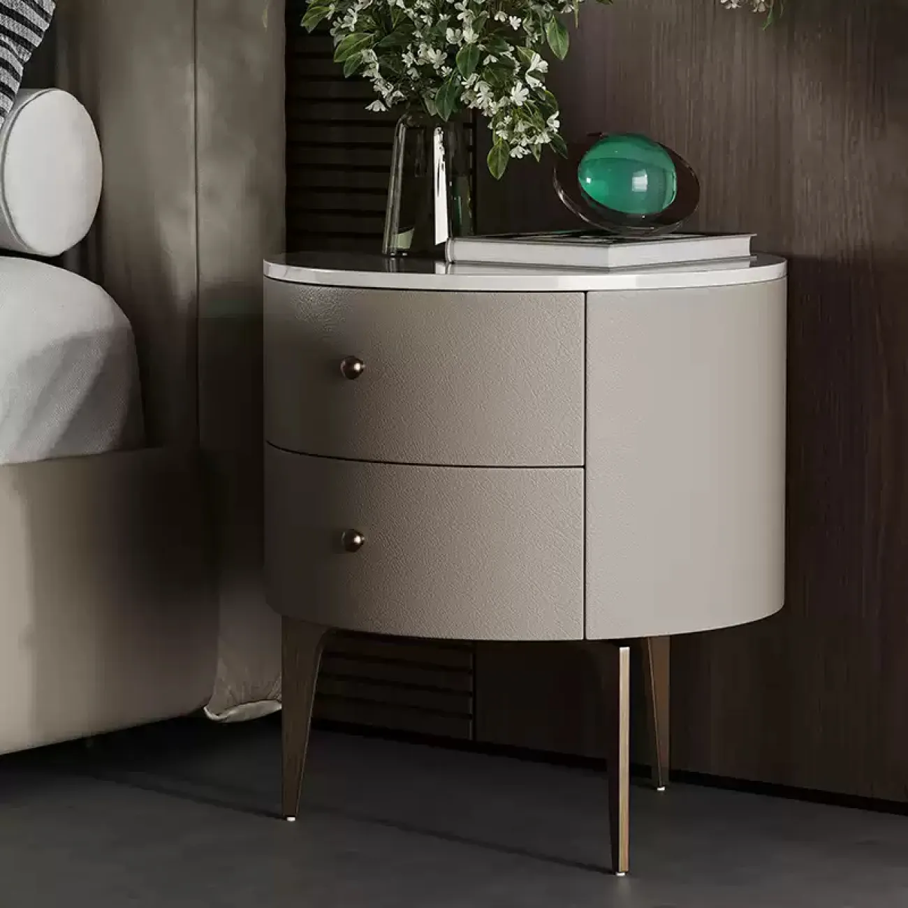 Элегантная прикроватная тумба Wand с мраморной столешницей TB39464-32 Элегантная прикроватная тумба Wand с мраморной столешницей TB39464-32