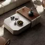 Двойной журнальный столик Wand со столешницами из мрамора и ореха JS39467-32