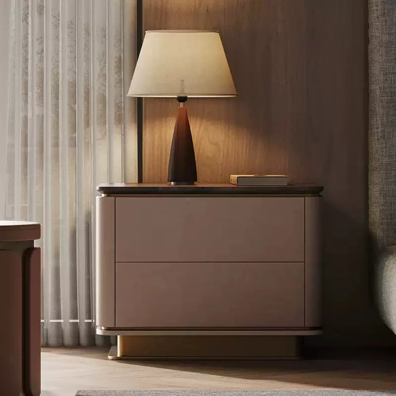 Элегантная прикроватная тумба Wand с кожаной обивкой TB39469-32