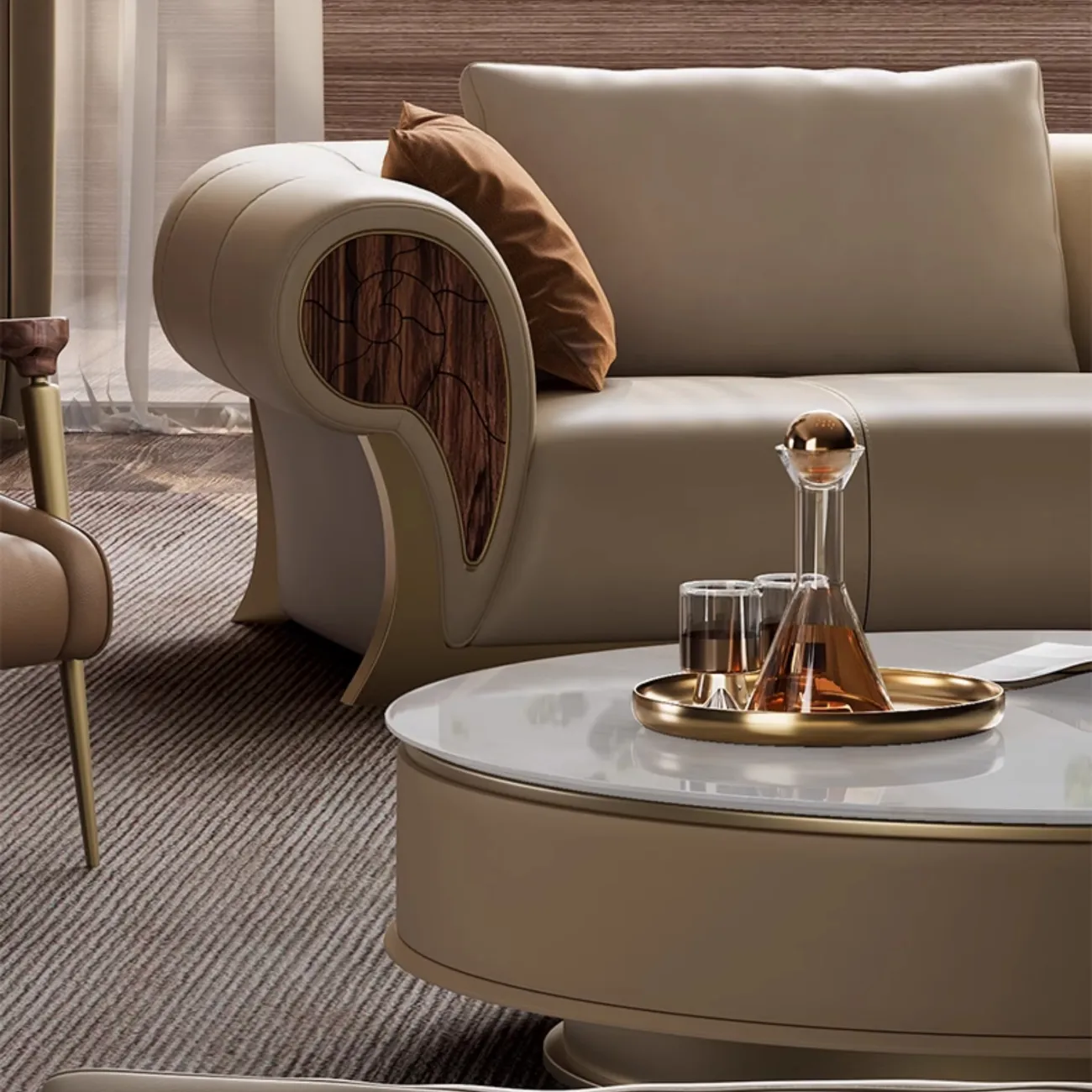 Роскошный изогнутый диван Wand из кожи или микрофибры DV39470-32