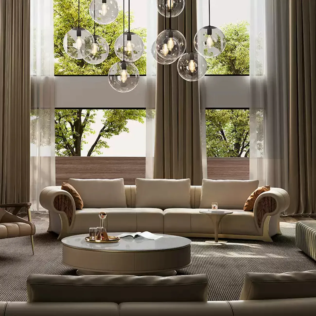 Роскошный изогнутый диван Wand из кожи или микрофибры DV39470-32