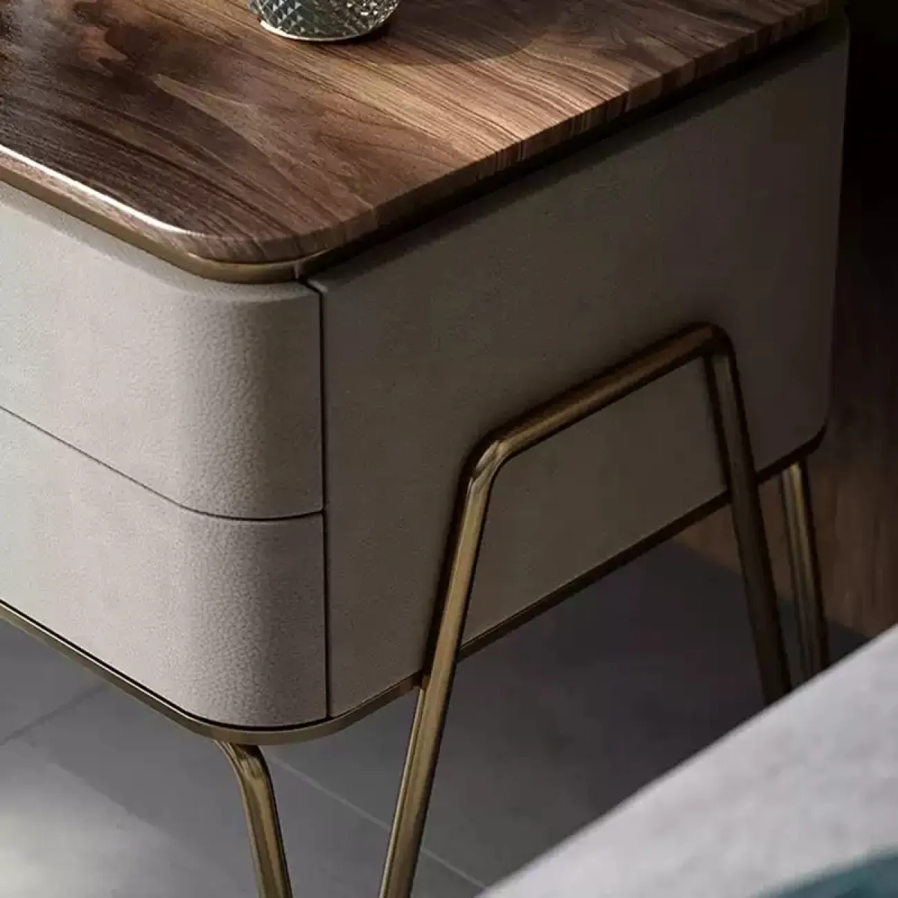 Элегантная прикроватная тумба Wand с кожаной обивкой TB39474-32