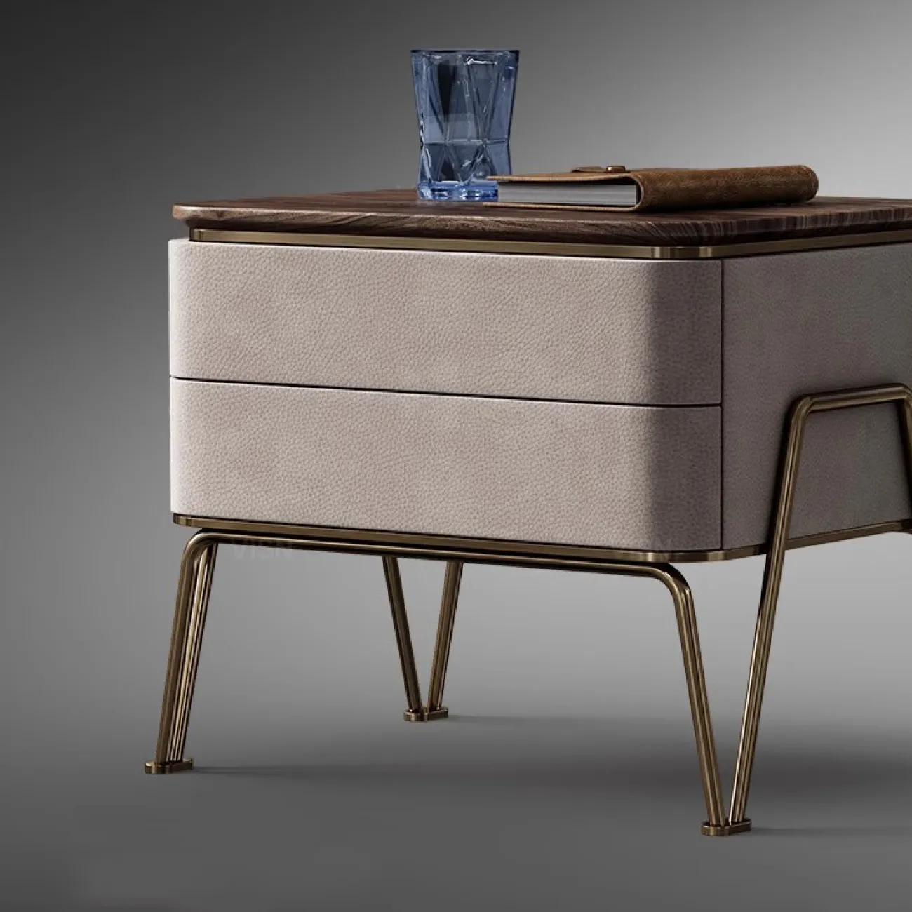 Элегантная прикроватная тумба Wand с кожаной обивкой TB39474-32