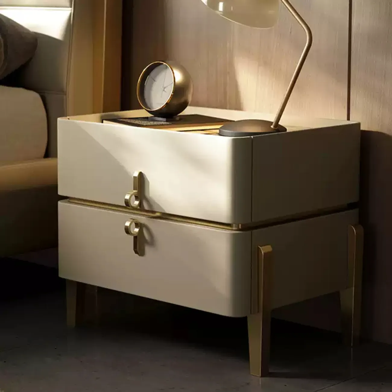 Элегантная прикроватная тумба Wand с кожаной обивкой TB39478-32 Элегантная прикроватная тумба Wand с кожаной обивкой TB39478-32