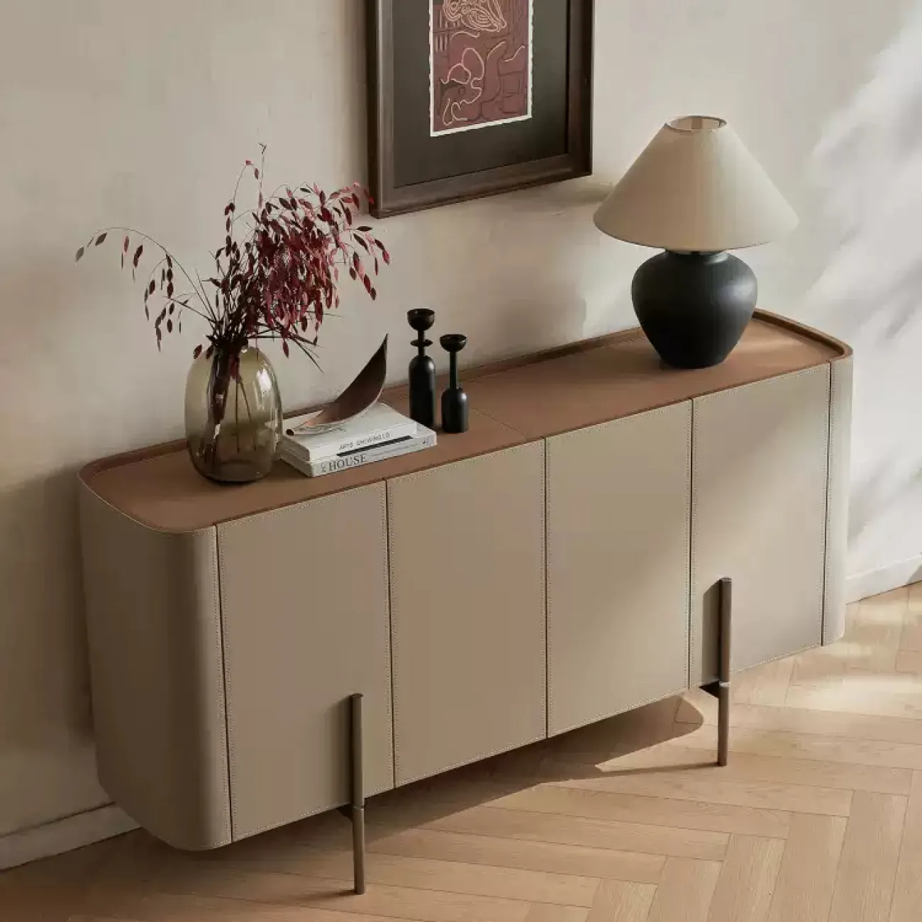 Роскошный комод Wand с кожаной обивкой KD39480-32 Роскошный комод Wand с кожаной обивкой KD39480-32