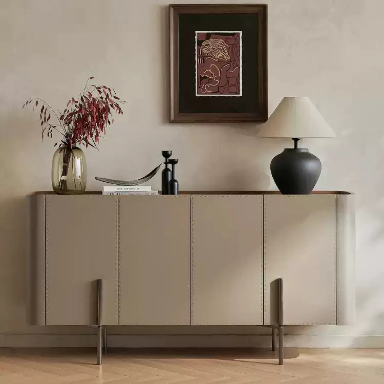 Роскошный комод Wand с кожаной обивкой KD39480-32