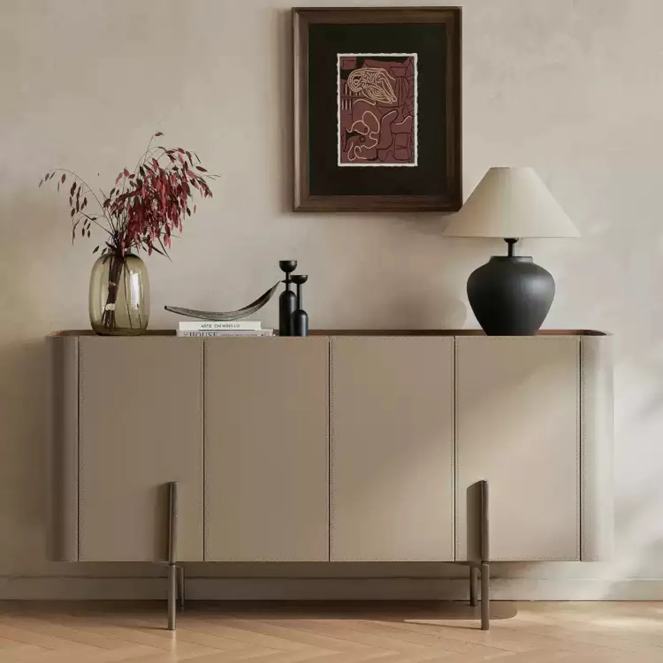 Роскошный комод Wand с кожаной обивкой KD39480-32 Роскошный комод Wand с кожаной обивкой KD39480-32