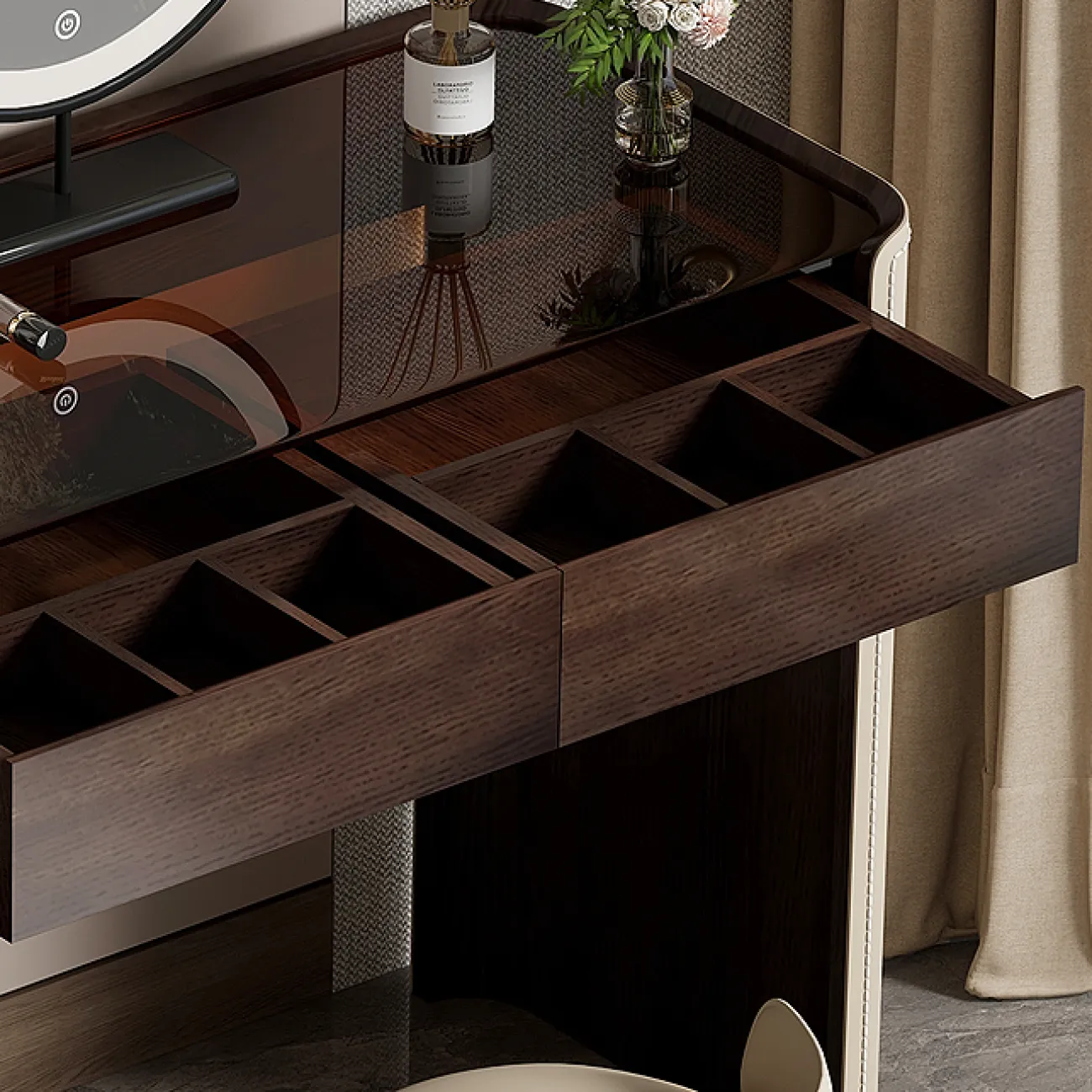 Элегантный туалетный столик Wand с кожаной обивкой и разной комплектацией TS39481-32