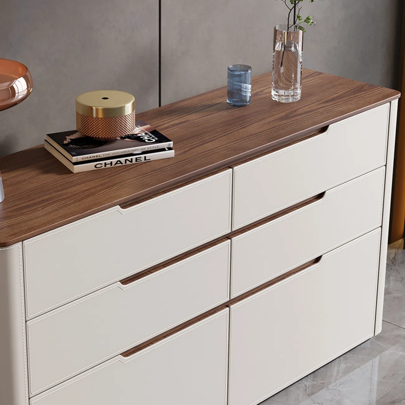 Роскошный комод Wand с кожаной обивкой KD39482-32 Роскошный комод Wand с кожаной обивкой KD39482-32