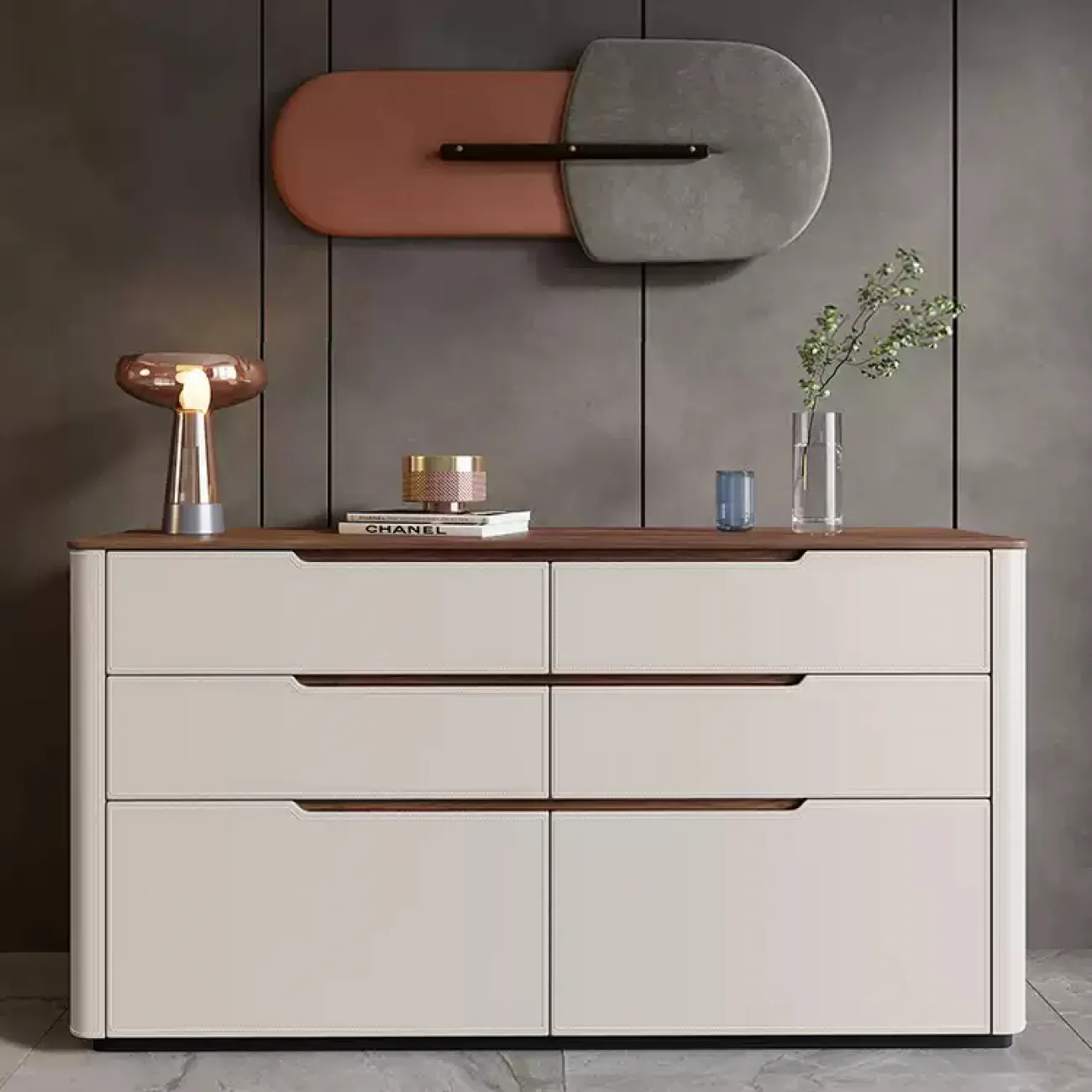 Роскошный комод Wand с кожаной обивкой KD39482-32