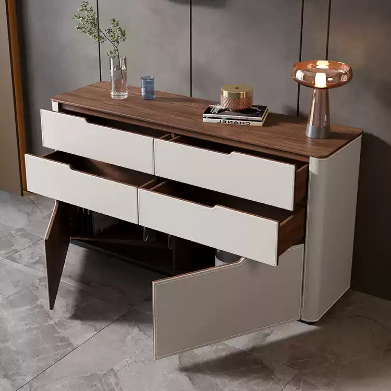 Роскошный комод Wand с кожаной обивкой KD39482-32 Роскошный комод Wand с кожаной обивкой KD39482-32