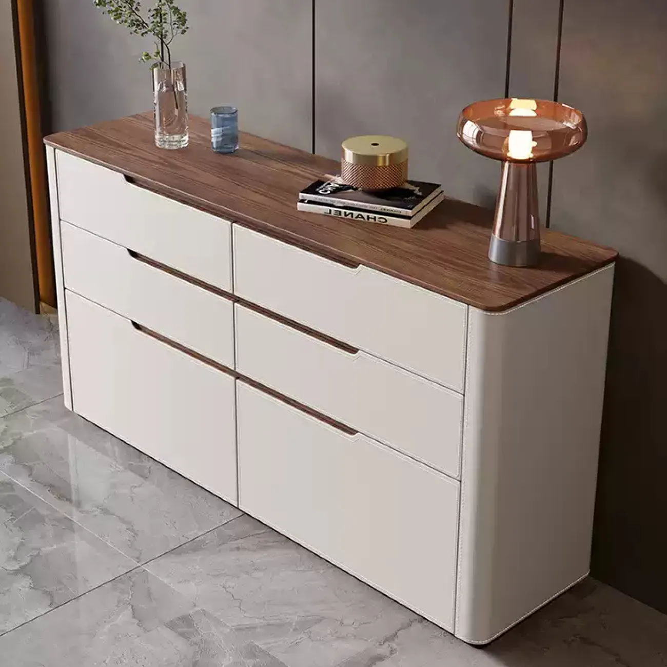 Роскошный комод Wand с кожаной обивкой KD39482-32 Роскошный комод Wand с кожаной обивкой KD39482-32