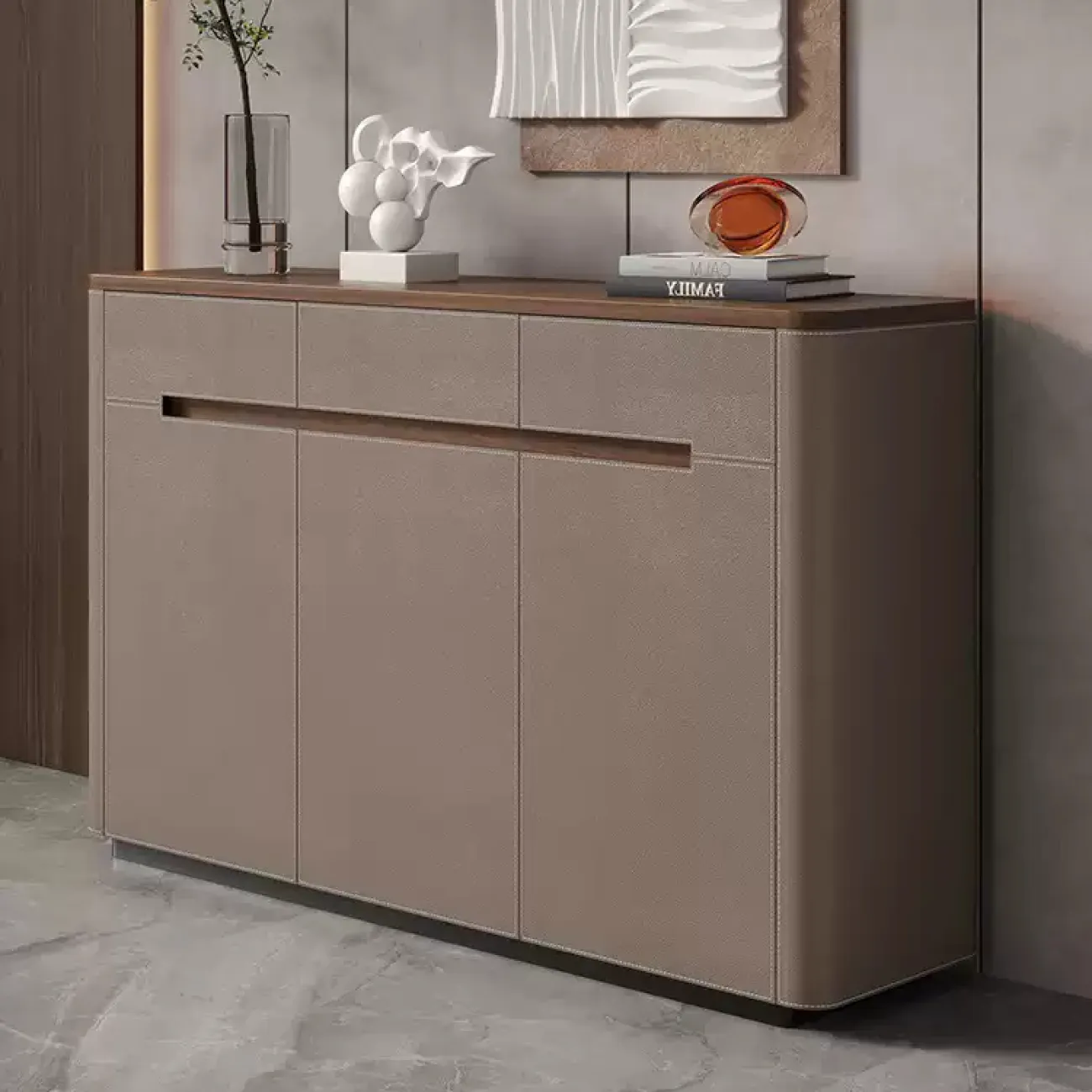 Практичный комод Wand обитый кожей KD39485-32