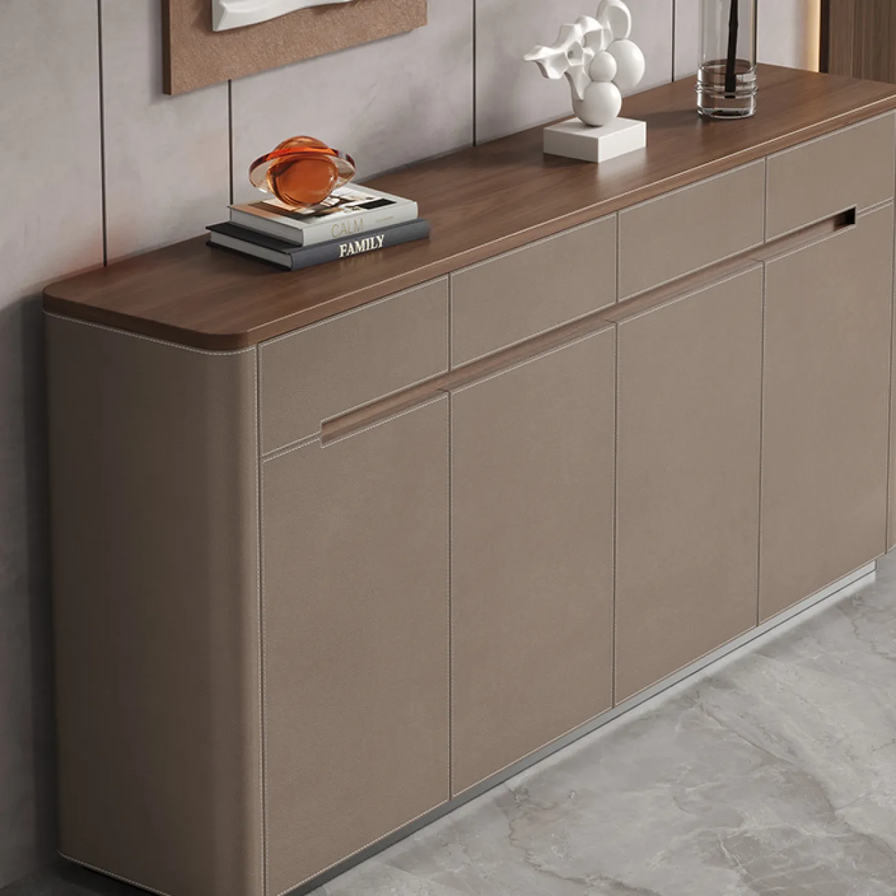 Практичный комод Wand обитый кожей KD39485-32