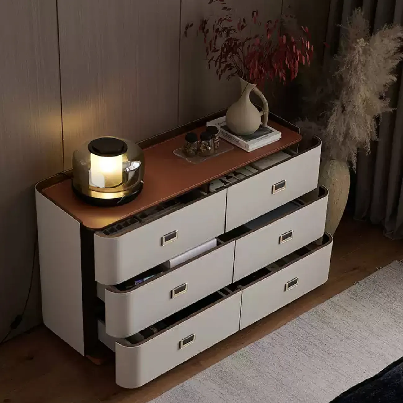 Практичный комод Wand обитый кожей KD39486-32