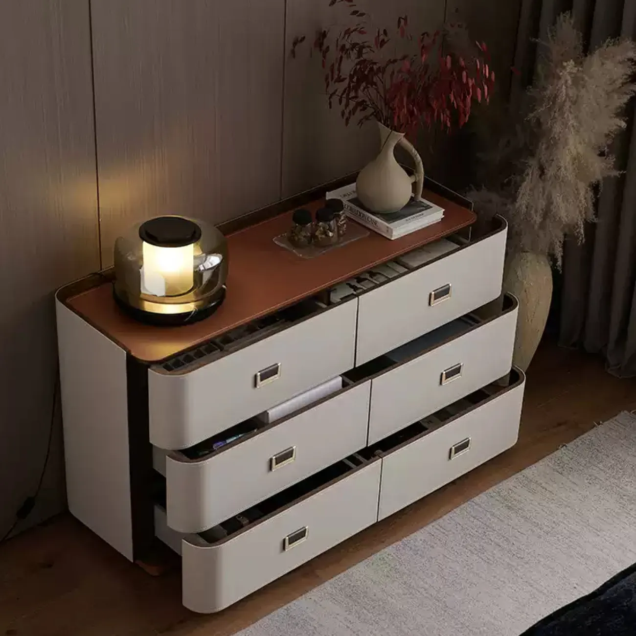 Практичный комод Wand обитый кожей KD39486-32 Практичный комод Wand обитый кожей KD39486-32