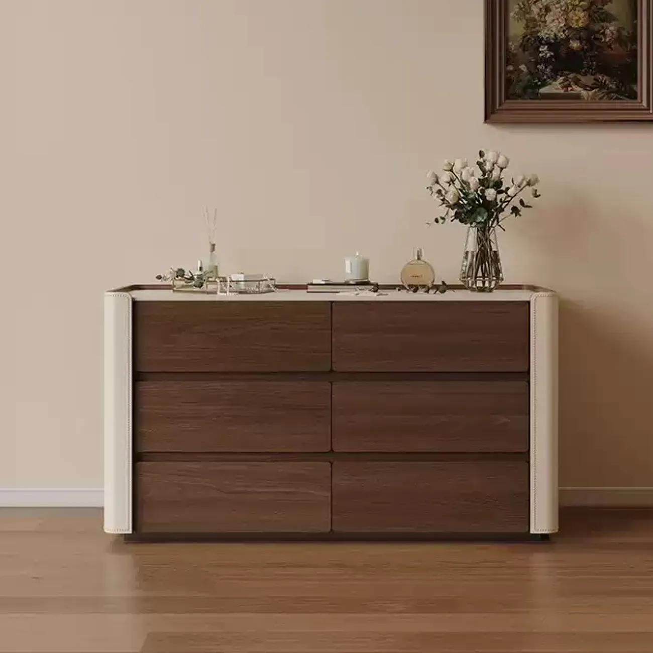 Практичный комод Wand обитый кожей KD39487-32