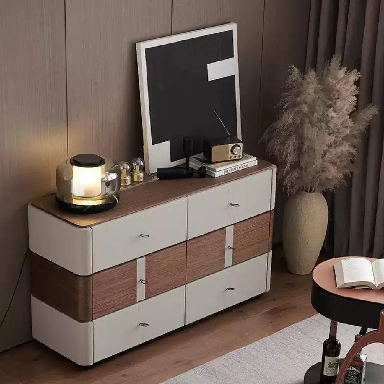 Практичный комод Wand обитый кожей KD39488-32