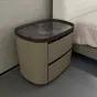 Элегантная прикроватная тумба Wand с кожаной обивкой и мраморной столешницей TB39489-32