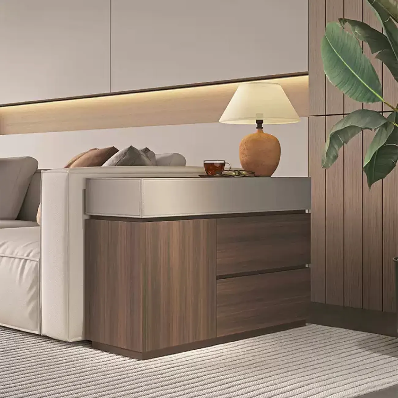 Практичный комод Wand обитый кожей KD39490-32