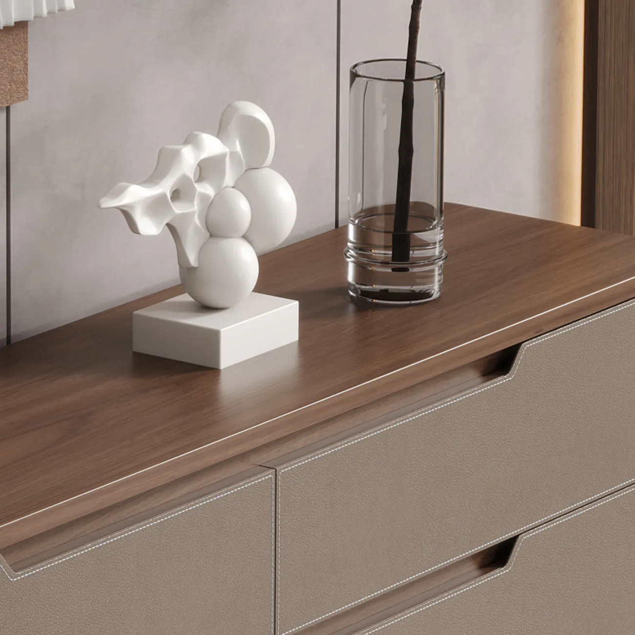 Практичный комод Wand обитый кожей KD39492-32