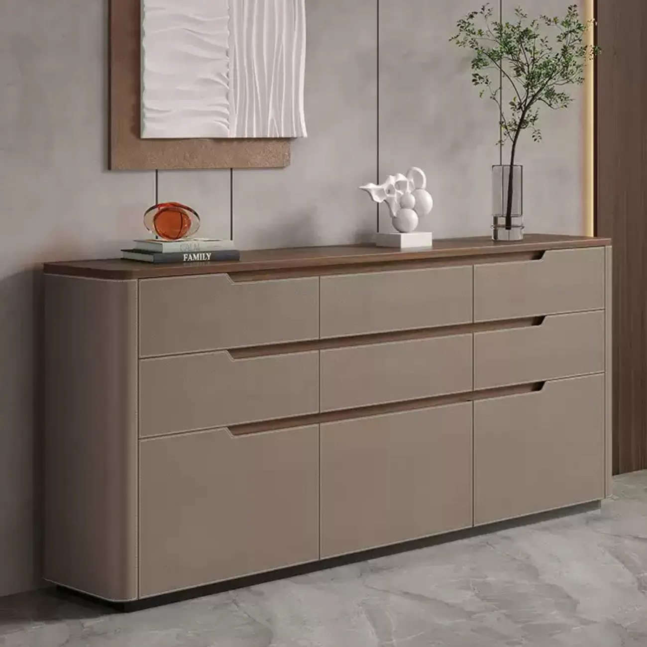 Практичный комод Wand обитый кожей KD39492-32