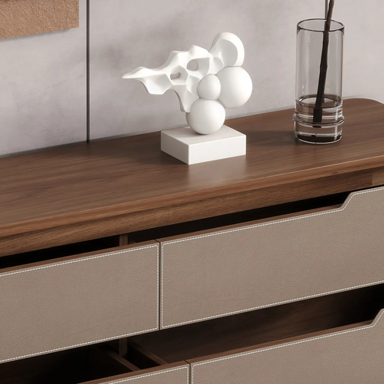 Практичный комод Wand обитый кожей KD39492-32