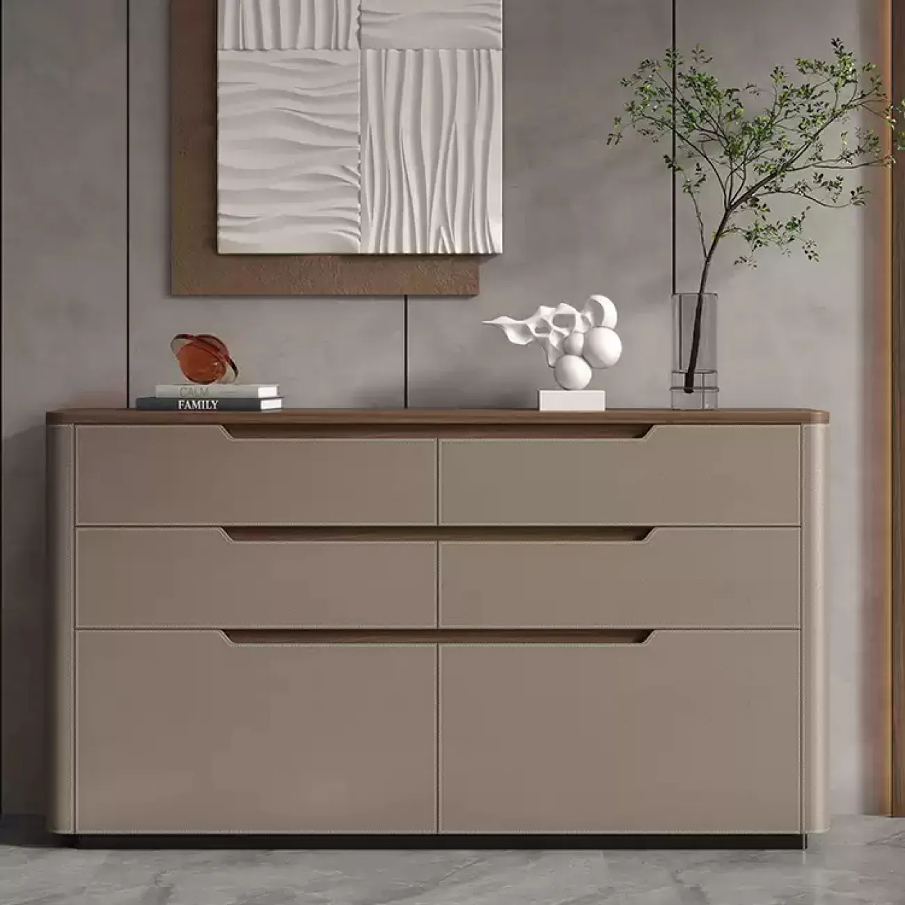 Практичный комод Wand обитый кожей KD39492-32