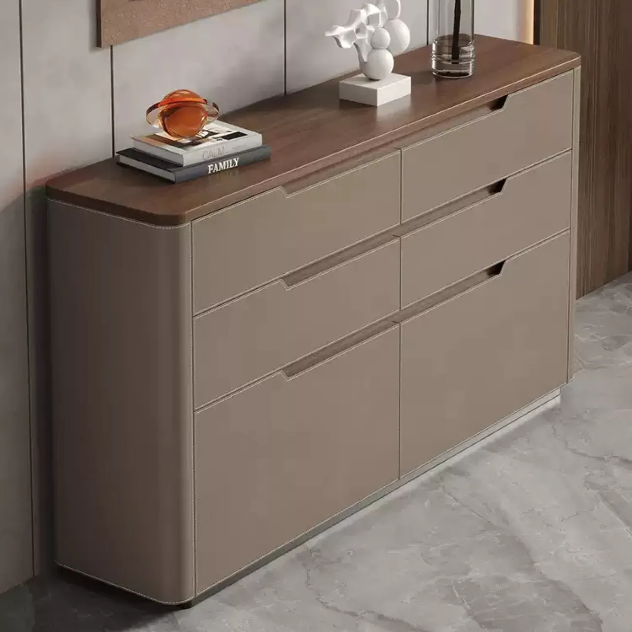 Практичный комод Wand обитый кожей KD39492-32