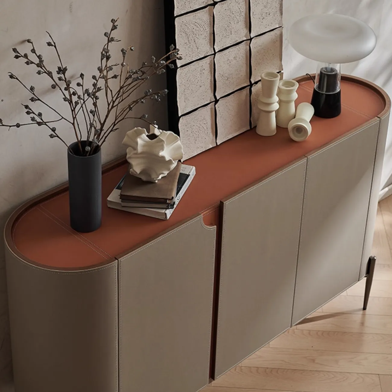 Роскошный комод Wand с кожаной обивкой KD39493-32 Роскошный комод Wand с кожаной обивкой KD39493-32