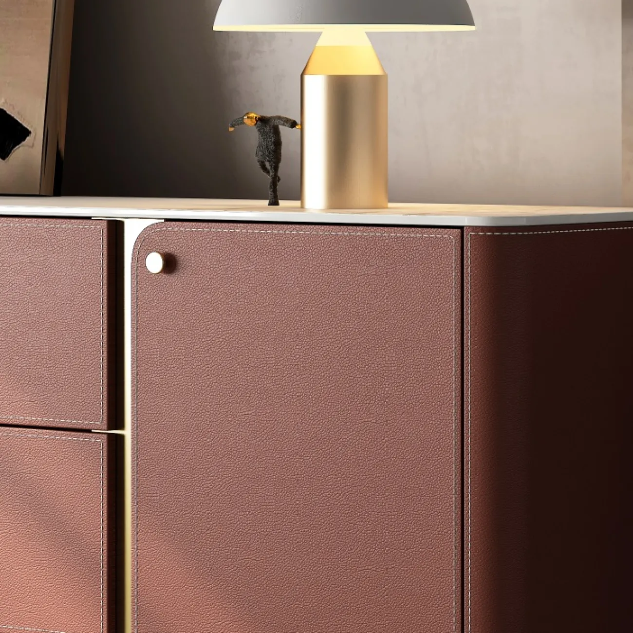 Роскошный комод Wand с кожаной обивкой KD39521-32