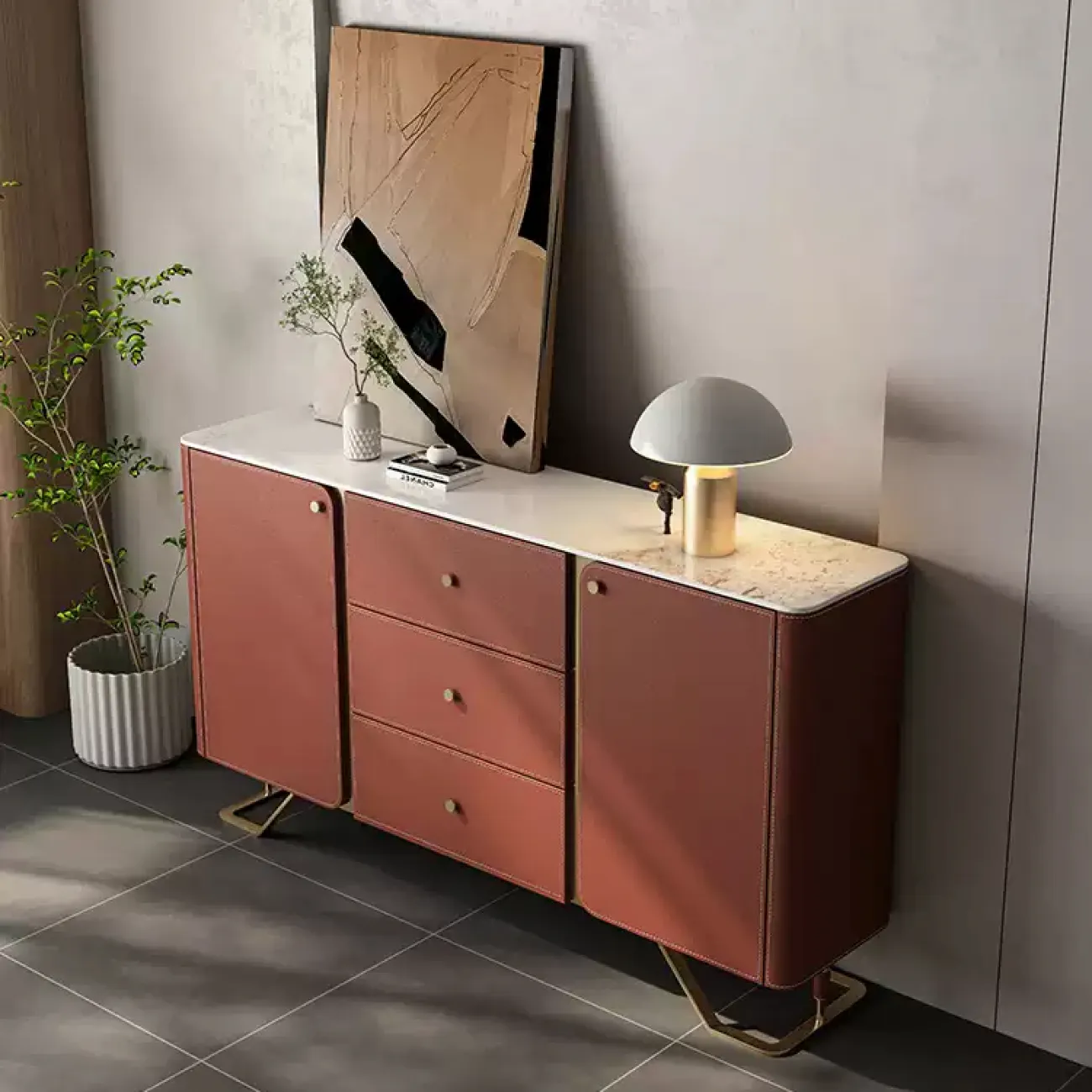 Роскошный комод Wand с кожаной обивкой KD39521-32