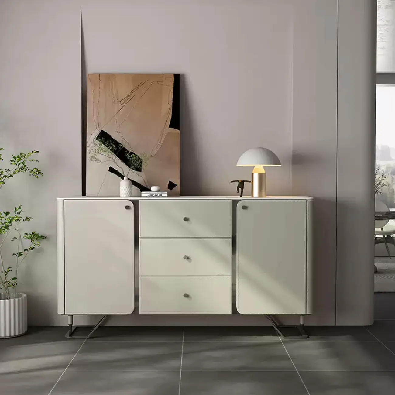 Роскошный комод Wand с кожаной обивкой KD39522-32 Роскошный комод Wand с кожаной обивкой KD39522-32