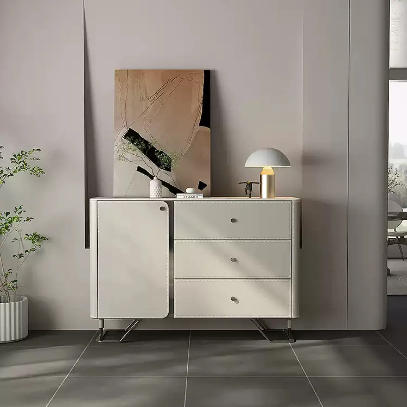 Роскошный комод Wand с кожаной обивкой KD39522-32 Роскошный комод Wand с кожаной обивкой KD39522-32