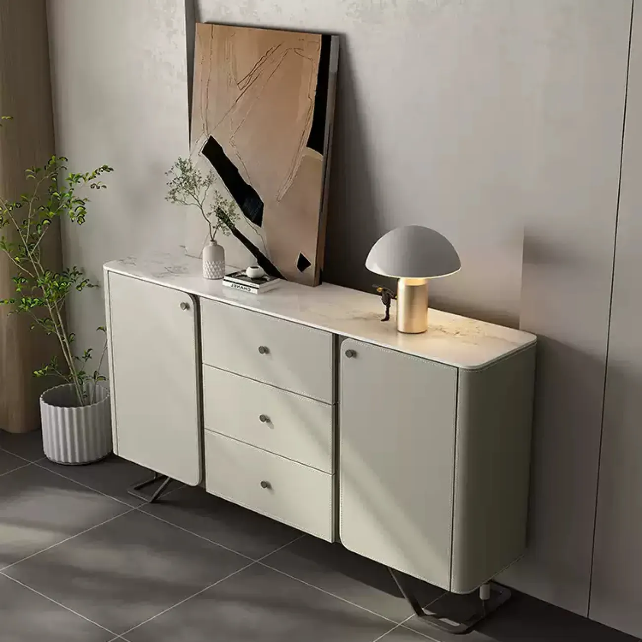 Роскошный комод Wand с кожаной обивкой KD39522-32 Роскошный комод Wand с кожаной обивкой KD39522-32