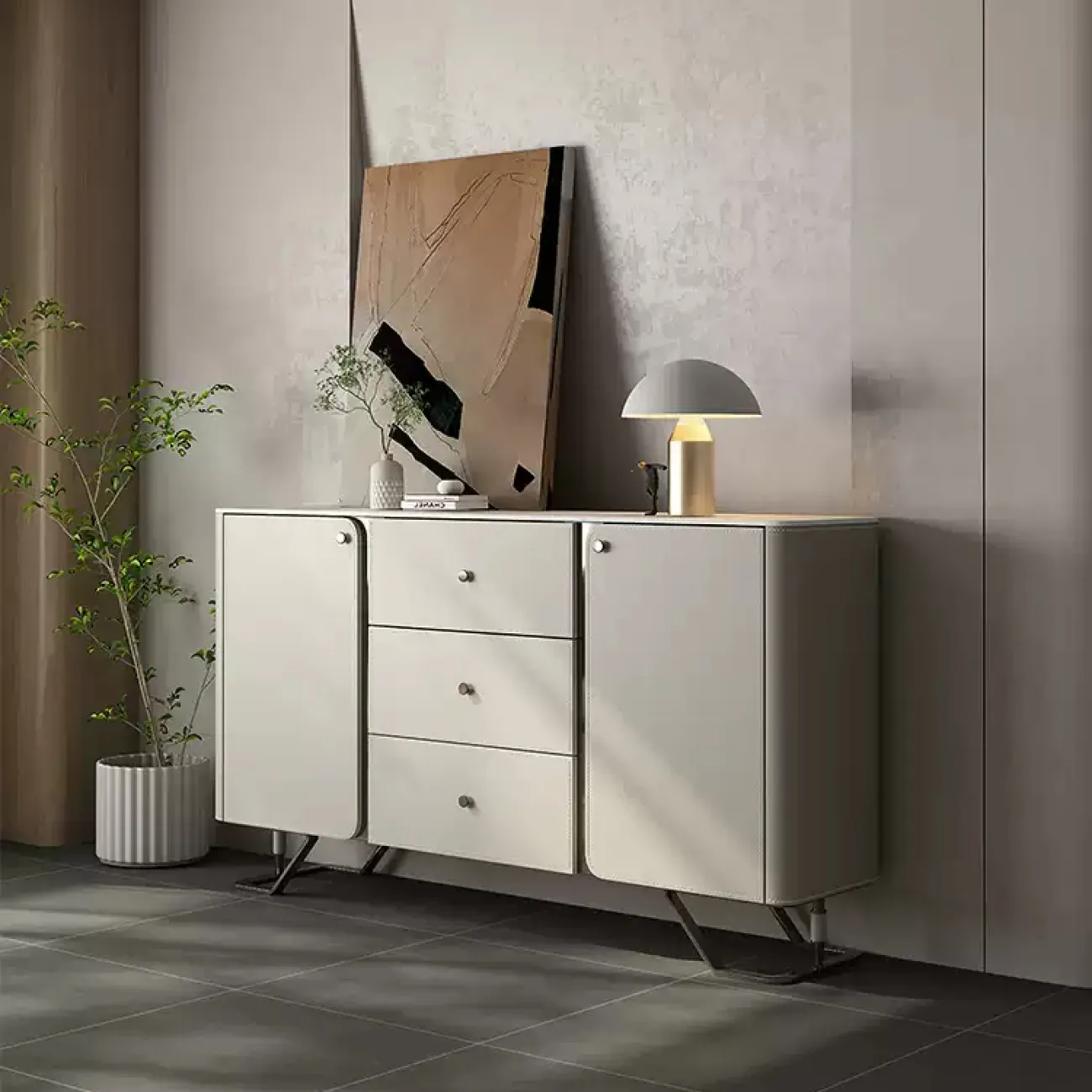 Роскошный комод Wand с кожаной обивкой KD39522-32 Роскошный комод Wand с кожаной обивкой KD39522-32