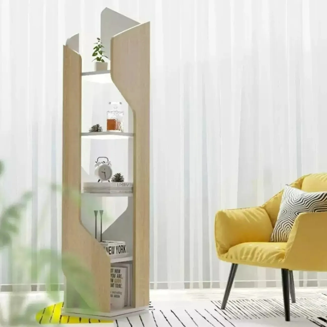 Дизайнерская книжная полка Wand из разных видов древесины KP39528-32