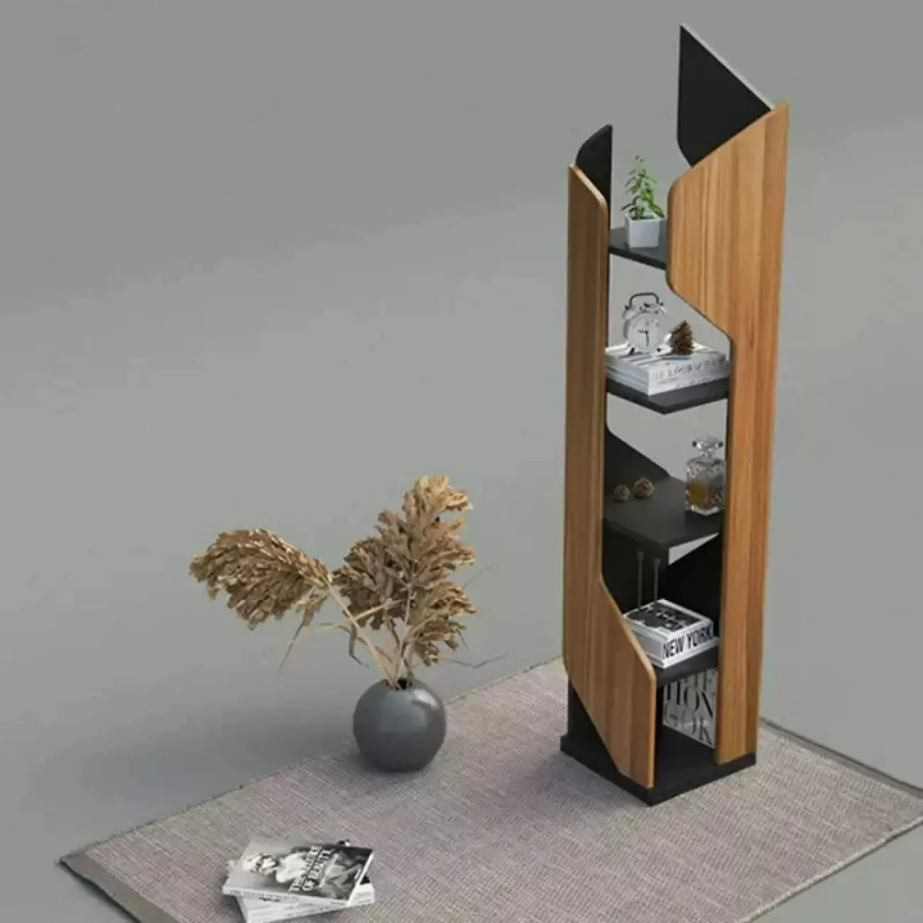 Дизайнерская книжная полка Wand из разных видов древесины KP39528-32