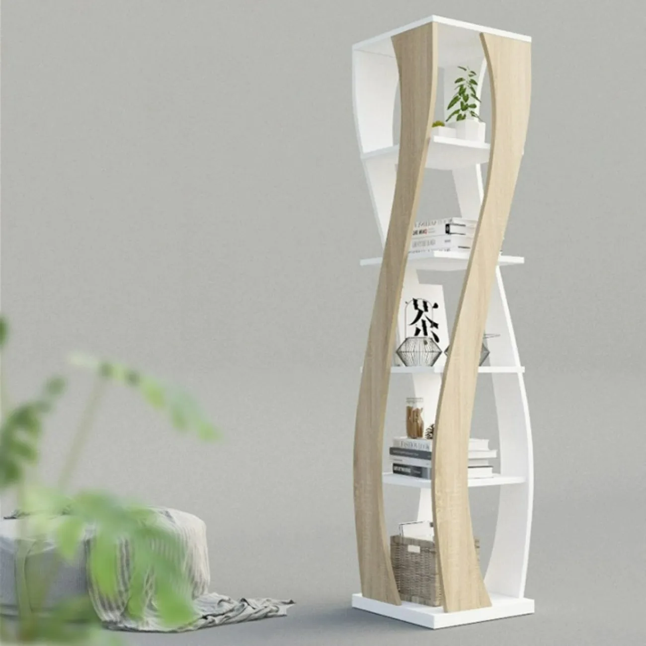 Дизайнерская книжная полка Wand из дерева KP39531-32