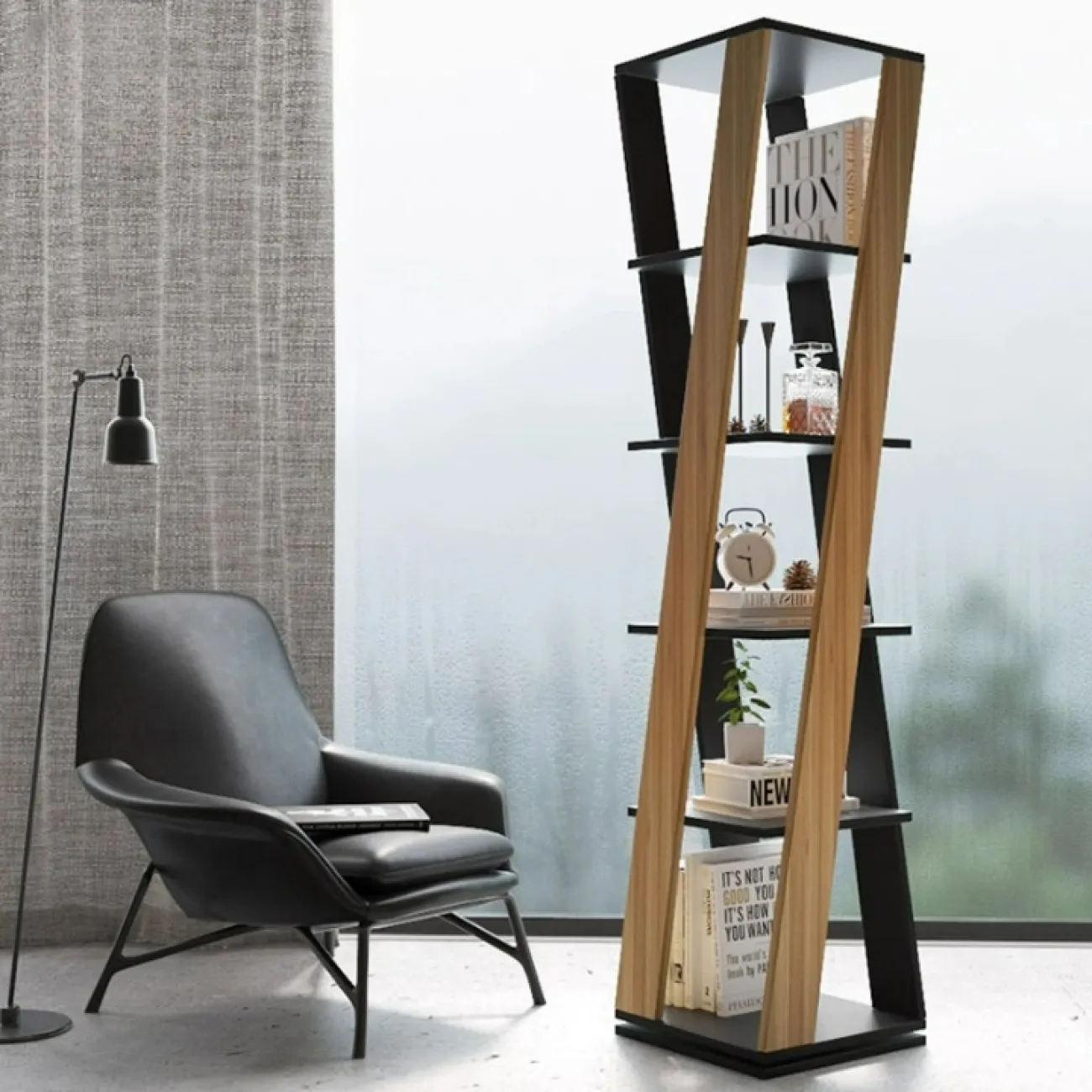 Дизайнерская книжная полка Wand из дерева KP39532-32 Дизайнерская книжная полка Wand из дерева KP39532-32