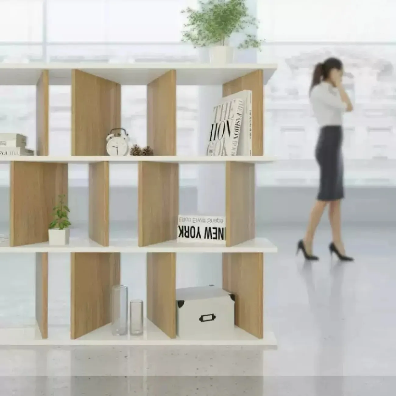 Многоуровневая книжная полка Wand из дерева KP39533-32